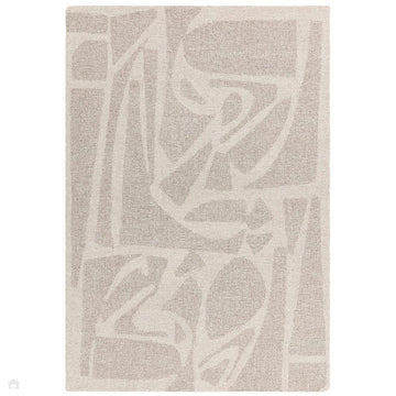 Loxley Modern Plain Contrast Abstract Hand-Woven Marled Textured Low Profile Wool Loop Pile Linen White Rug-Asiatic Carpets-Rug Love - The Most Loved Rug Store